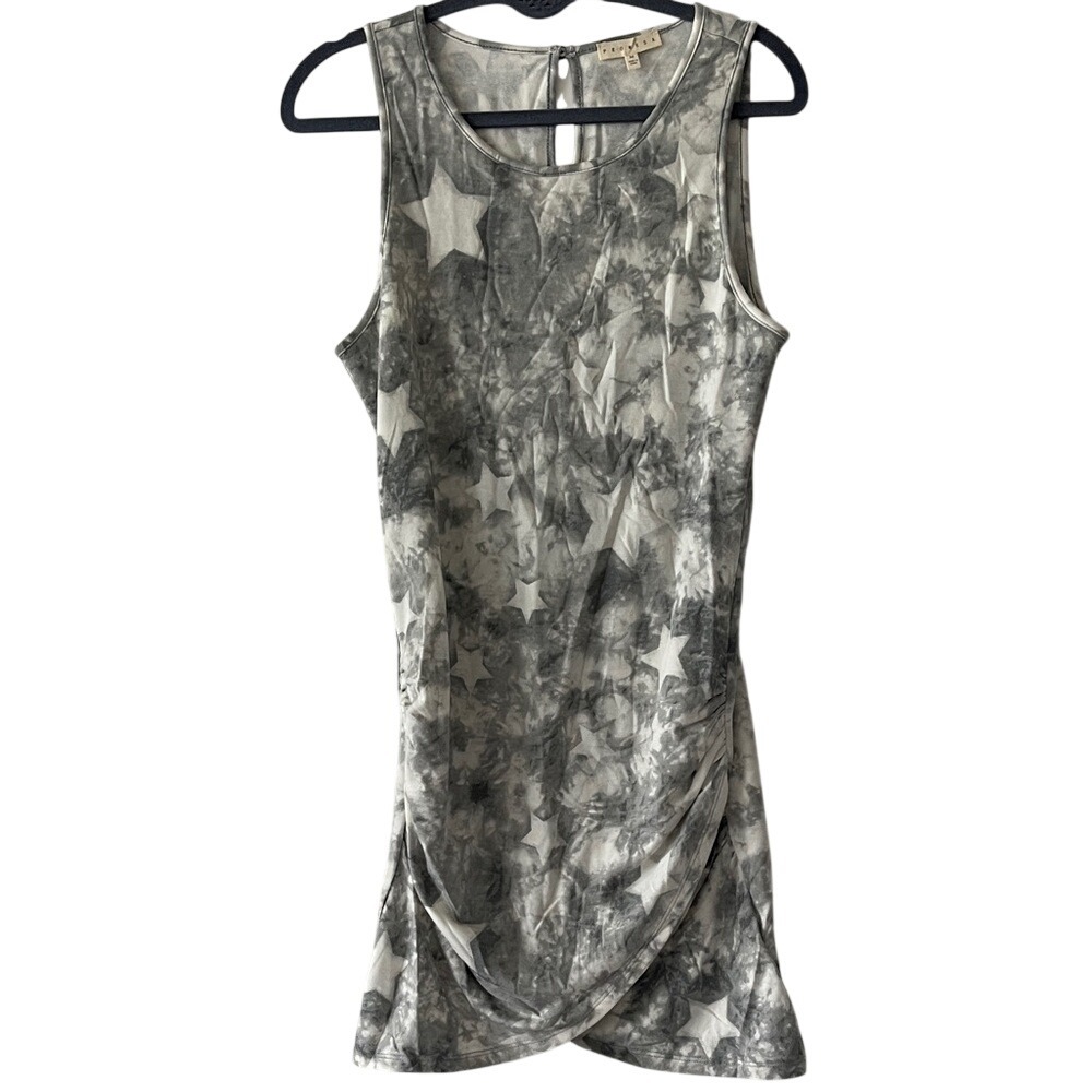 Promesa Sleeveless Star Print Gray White Tank Dress‎ Medium NEW